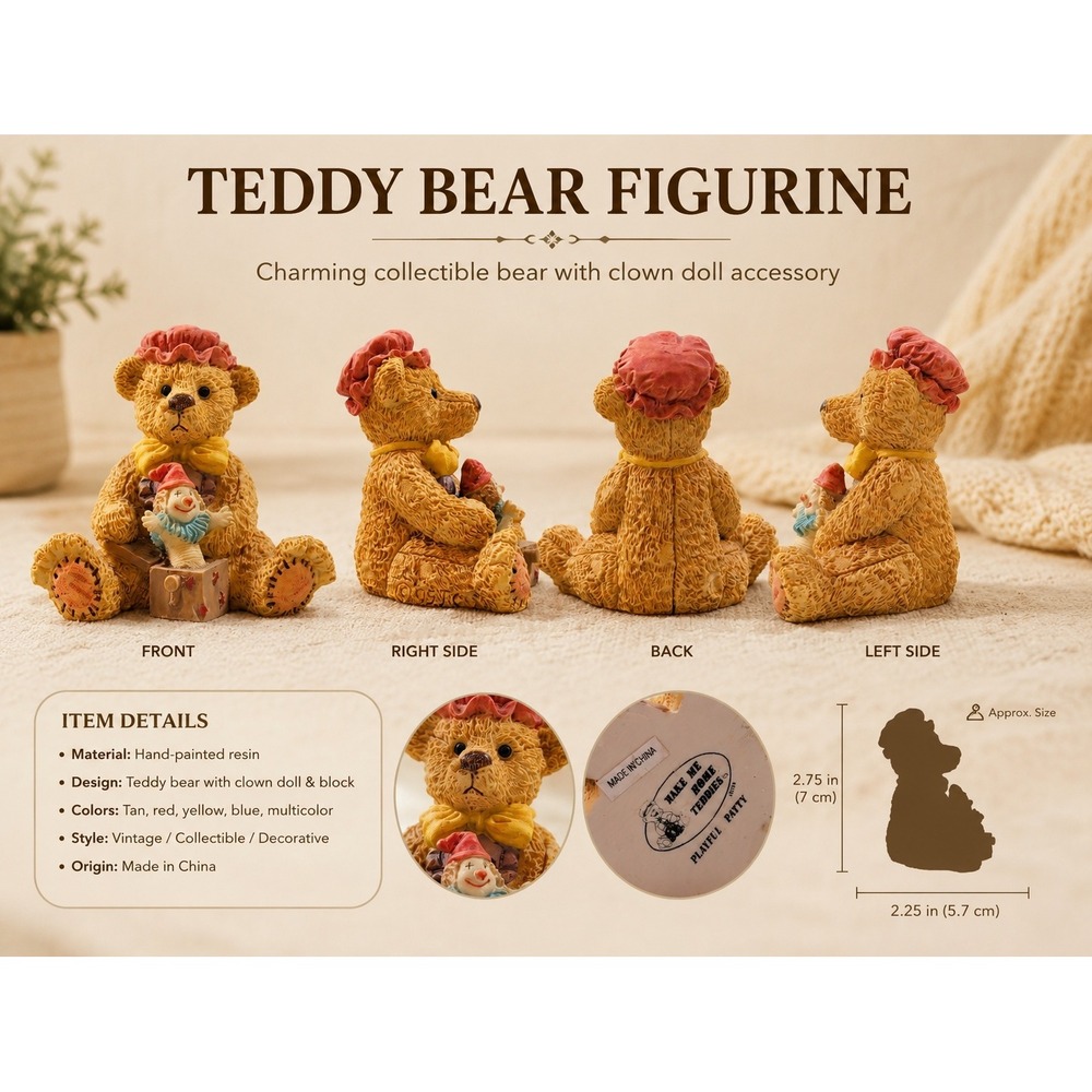 Take Me Home Teddies Playful Patty Resin Bear Figurine with Jack-in-the-Box